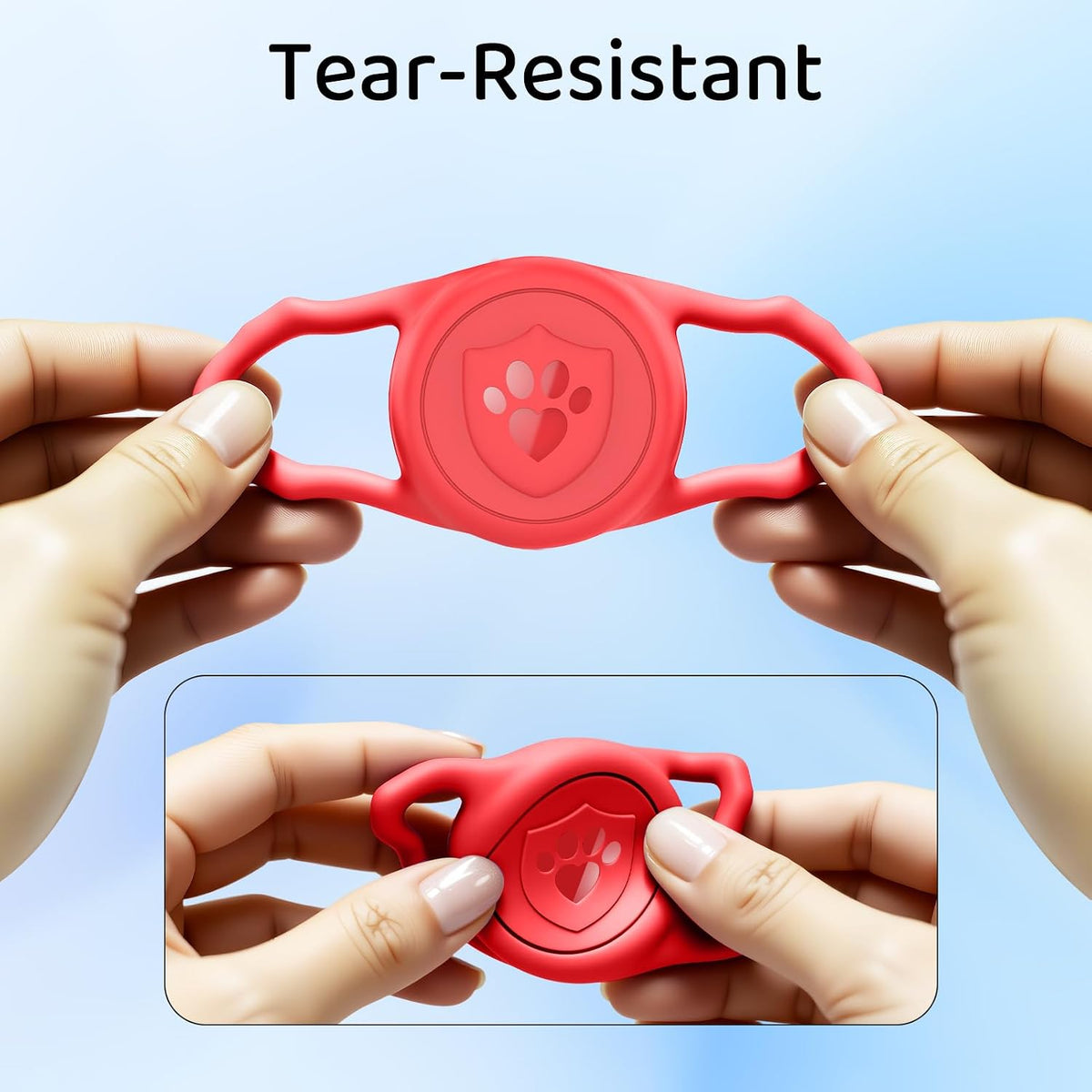 IP68 Waterproof AirTag Holder for Dog Collar, Silicone, Red