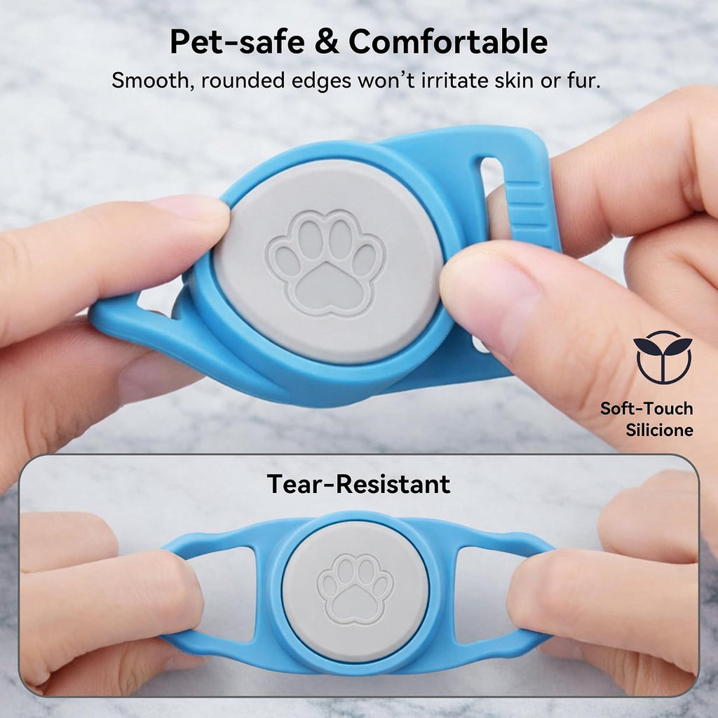 GOCII for Airtag Dog Collar Holder 2 Pack,Waterproof Dog Collar Holder for Apple AirTag(Gen 1 & 2),Silicone Air Tags Case for Dog Collars(Blue & Gray)