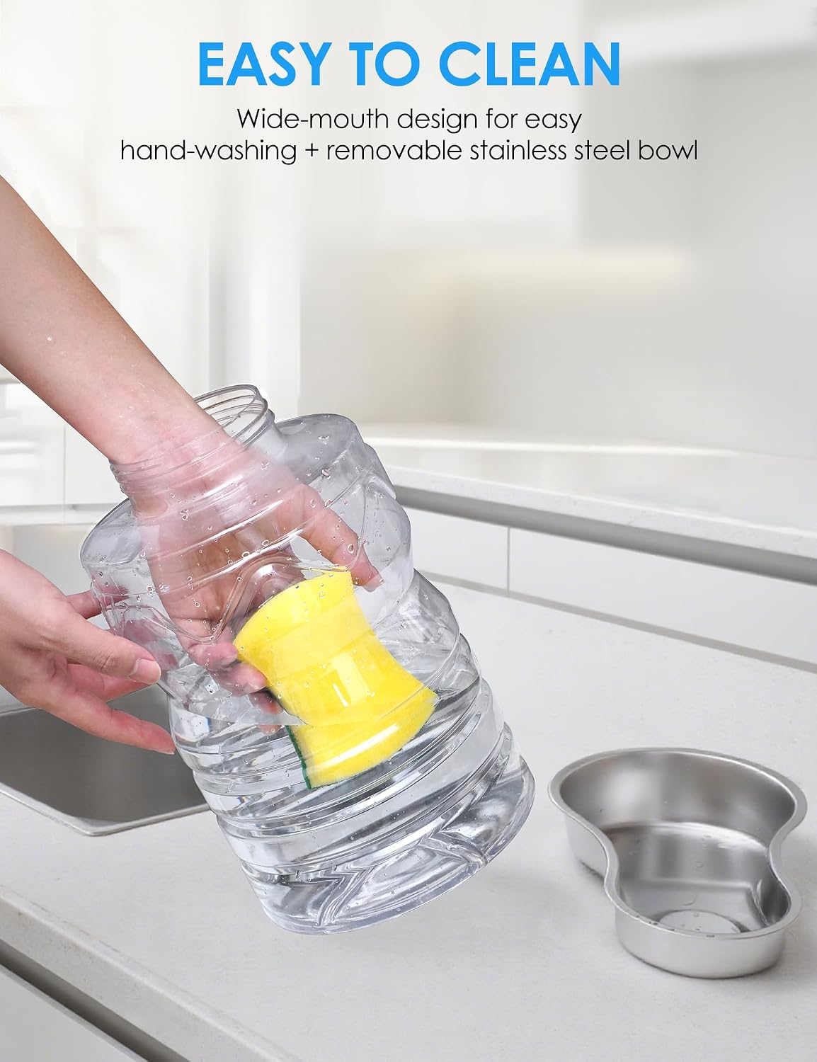 Heouvo 1.7 Gal Gravity Dog Water Dispenser, Wide-Mouth, 3 Filters, White