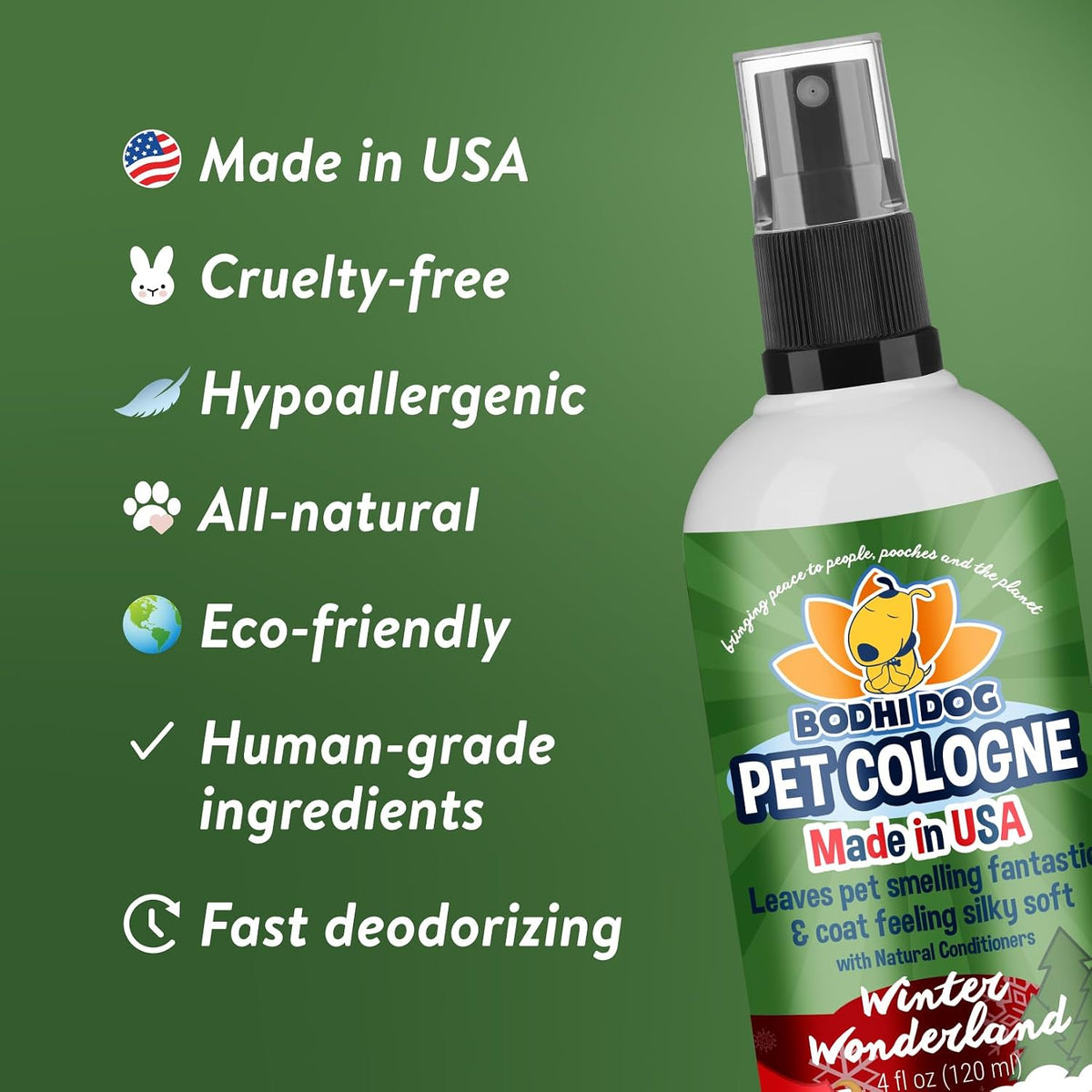 Bodhi Dog Premium Dog Cologne - Deodorizing Dog Perfume & Conditioner for Dogs & Cats - Natural Long Lasting Spray for Pets - Gentle & Safe Formula, Made in USA (Winter Wonderland 4 Fl Oz)