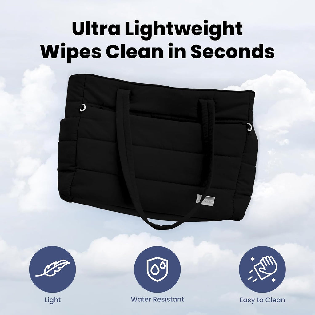 Rubyloo Puffer Dog Travel Bag for Dog Moms, Diaper Bag with Travel Bowls