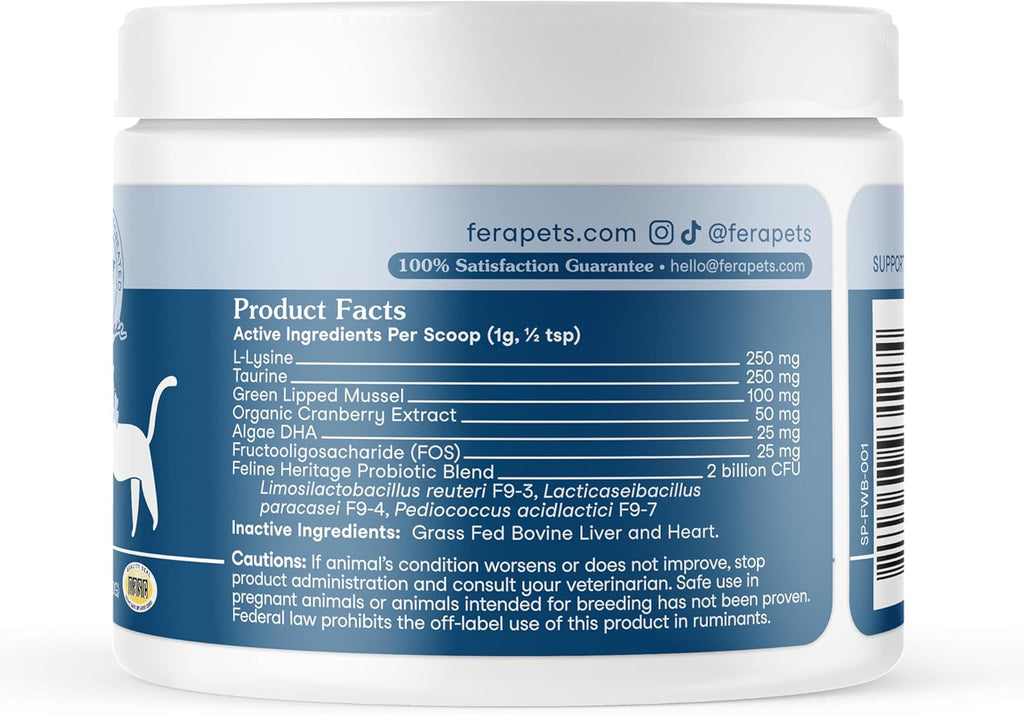 Fera Pets Cat Multivitamin- Daily Wellness Blend with Probiotics, 60 Scoops