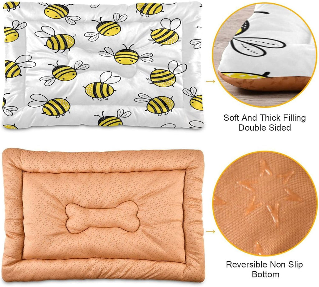 Blueangle Flying Bumble Bees Pet Bed - Comfortable Calming Dogs Cat Bed Mat, Soft Plush Surface Pet Bed Cushion Bed for All Season, 18x24inch