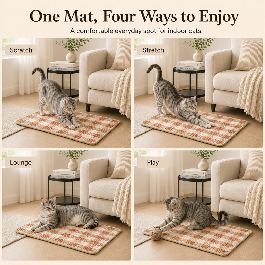 Cat Scratcher Mat, Natural Sisal Cat Scratch Pad for Cats