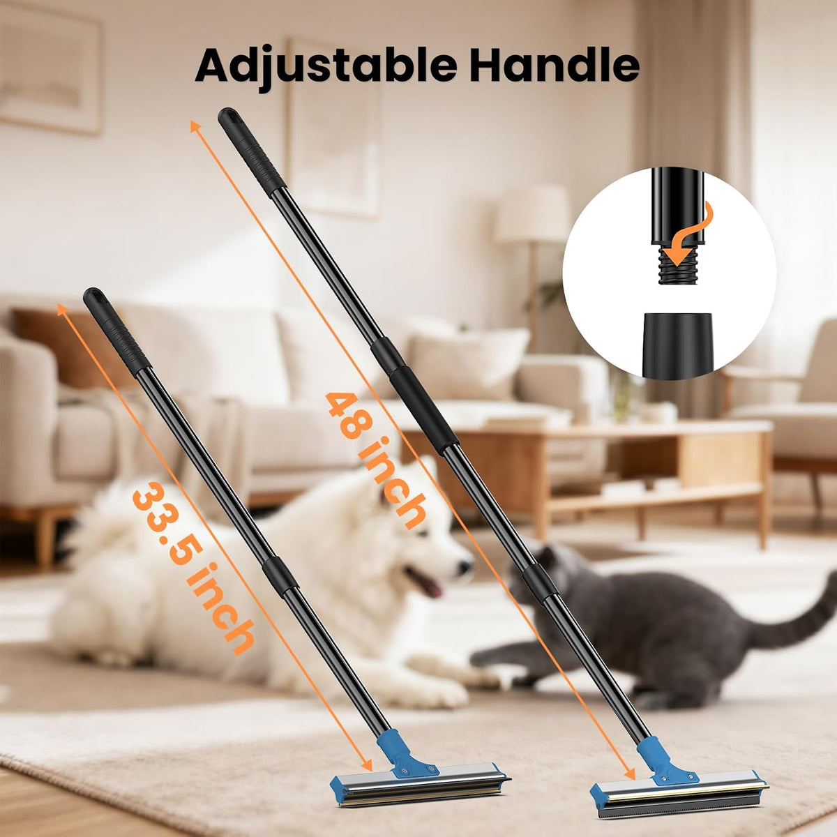 4-in-1 Pet Hair Removal Tool Set - Dual-Head Carpet Rake & Floor Scraper