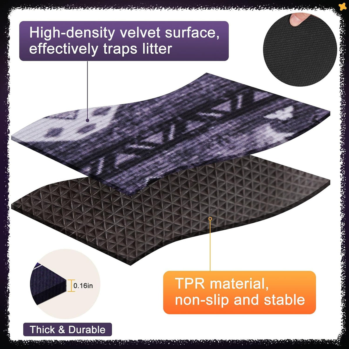 BEAUTYZOO Cat Litter Mat, 28" x 36" Large Litter Trapping Mat, Waterproof