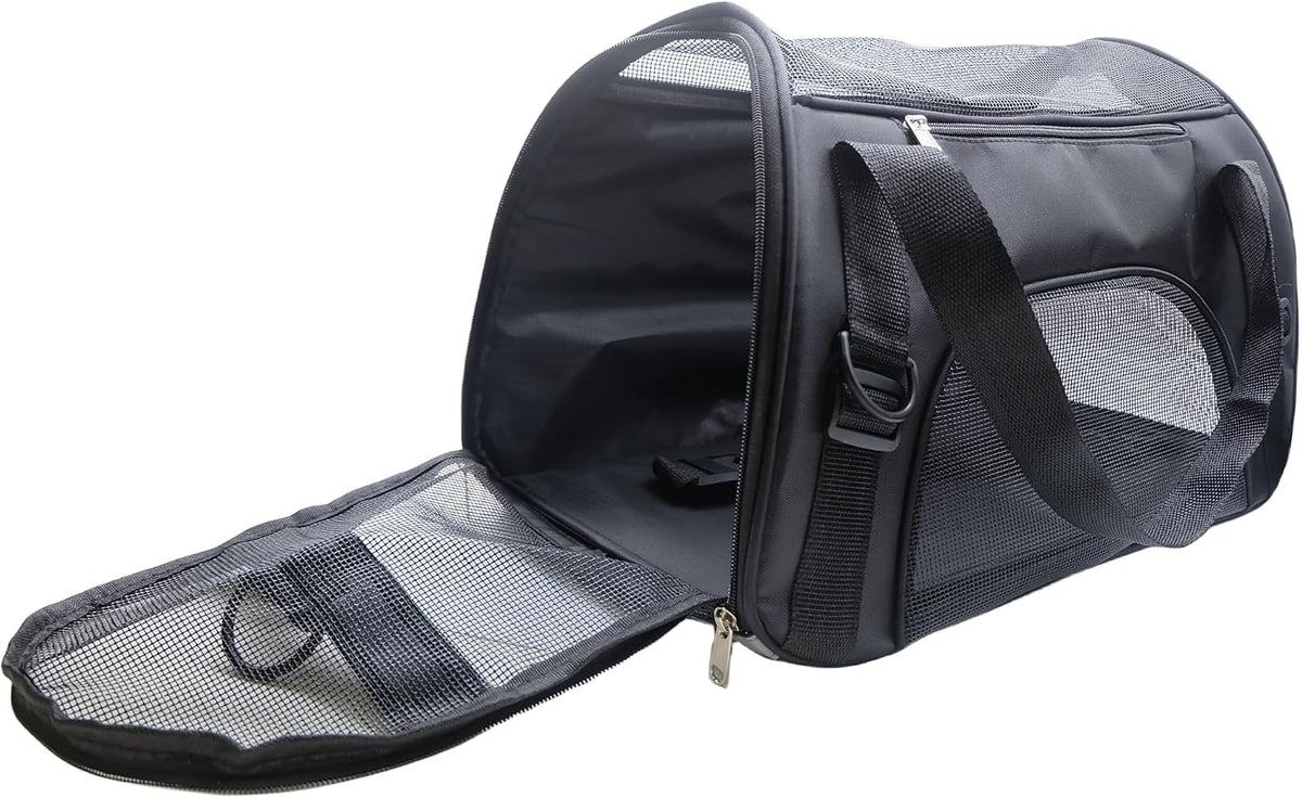 ZaneSun Cat Carrier,Soft-Sided Pet Travel Carrier for Cats,Dogs Puppy Comfort Portable Foldable Pet Bag Airline Approved (Medium-Black)