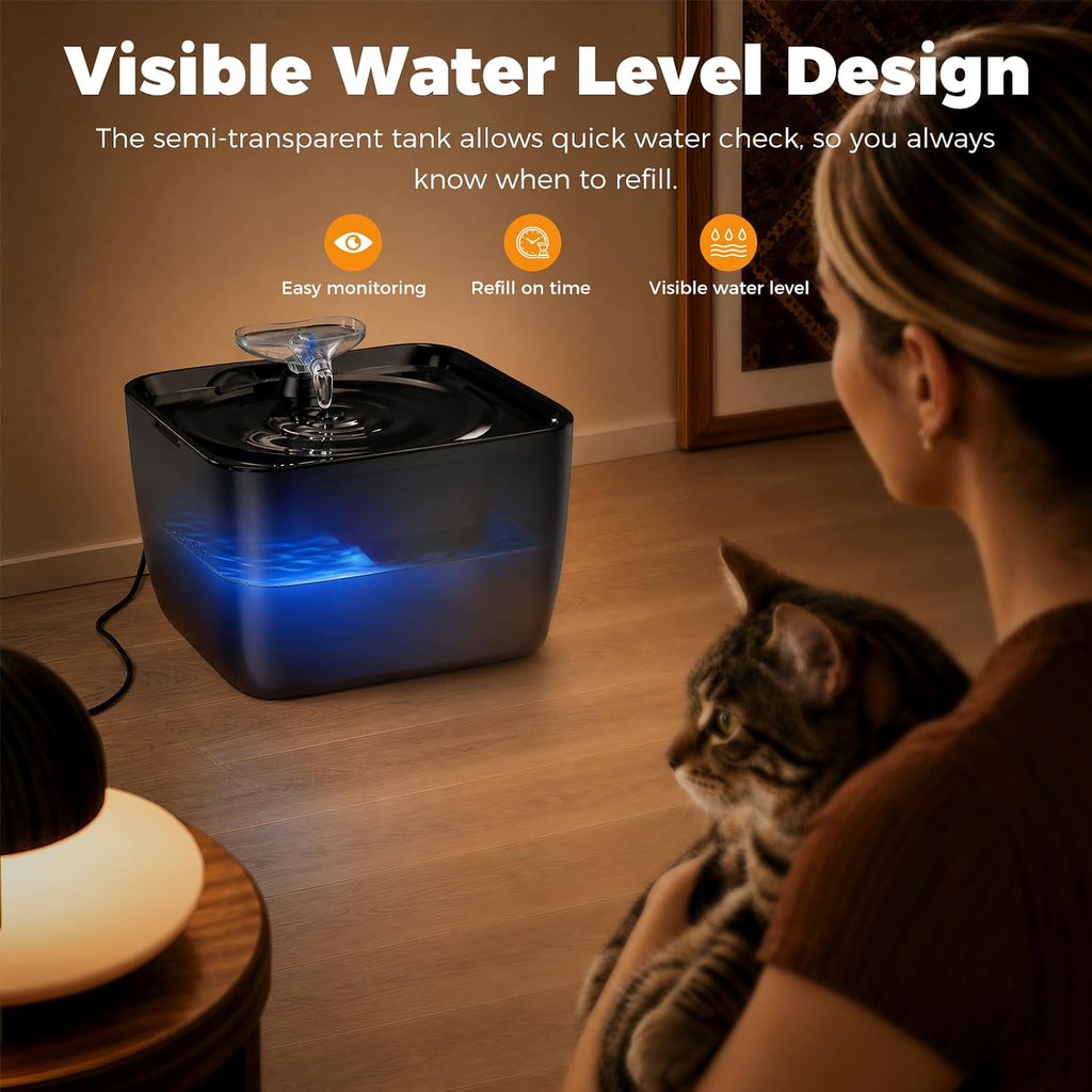 Pet Water Fountain for Large Dogs & Cats, 7L/1.84Gal, Quiet Automatic Pump