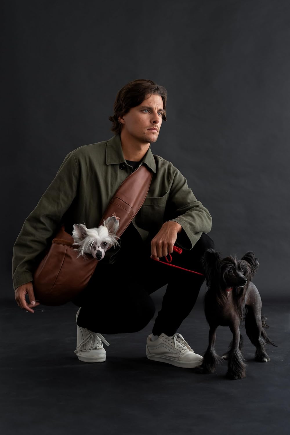 Noah & Paw Dog Sling Carrier for Small Dogs 5-18lb, Dog Sling for Small Dogs and Cats, Dog Carrier with Adjustable Padded Strap, Vegan Leather Lined with Fur, 3X Safety Features, Machine Washable
