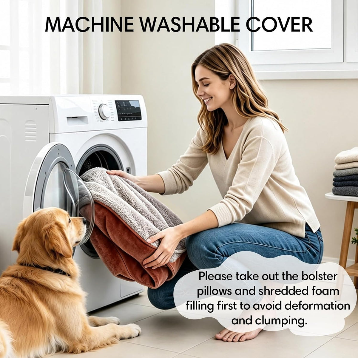 Orthopedic Dog Beds Large Sized Dog, Washable Dog Bed, 48" L, Brown