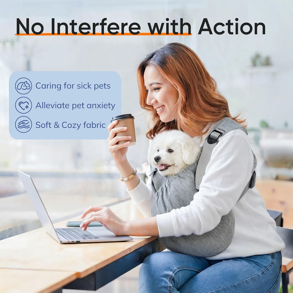 Supet Dog Sling Carrier for Pets, Adjustable Hands Free Front Chest Pouch