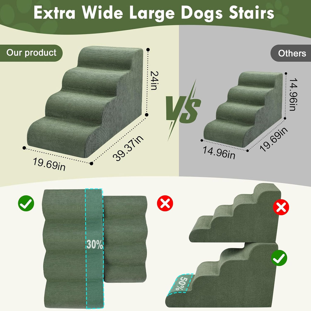 Extra Wid Dog Stairs for Large Dogs, 24" H Pet Steps for High Beds