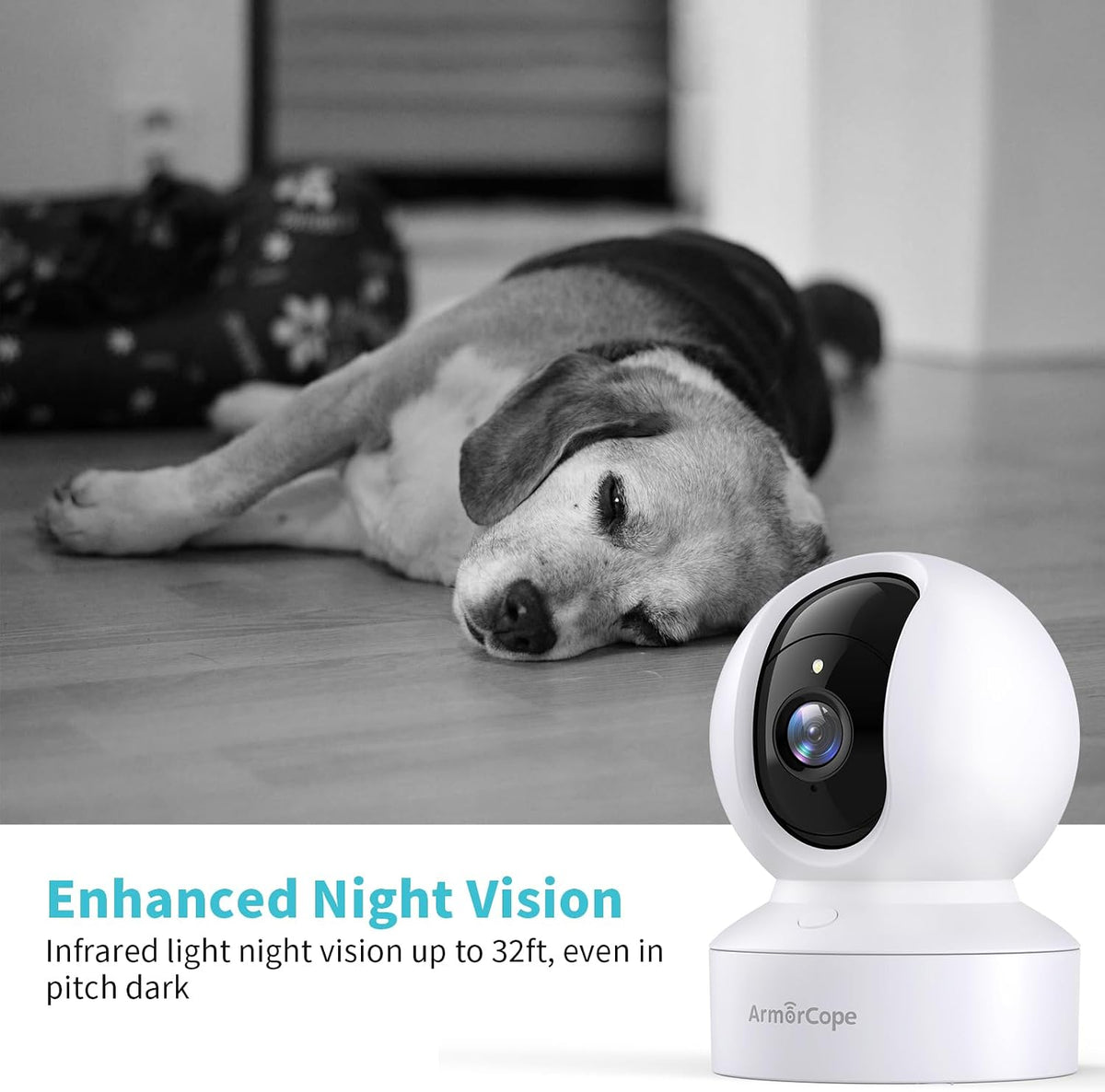 Armorcope Pet Camera, 2K HD Dog Camera with Phone APP, 360° Pan/Tilt View Puppy Cam, One Click Call for Baby Monitor, MagivPix Night Vision,Motion Tracking Alarm with Cloud/Local SD -2 Pack