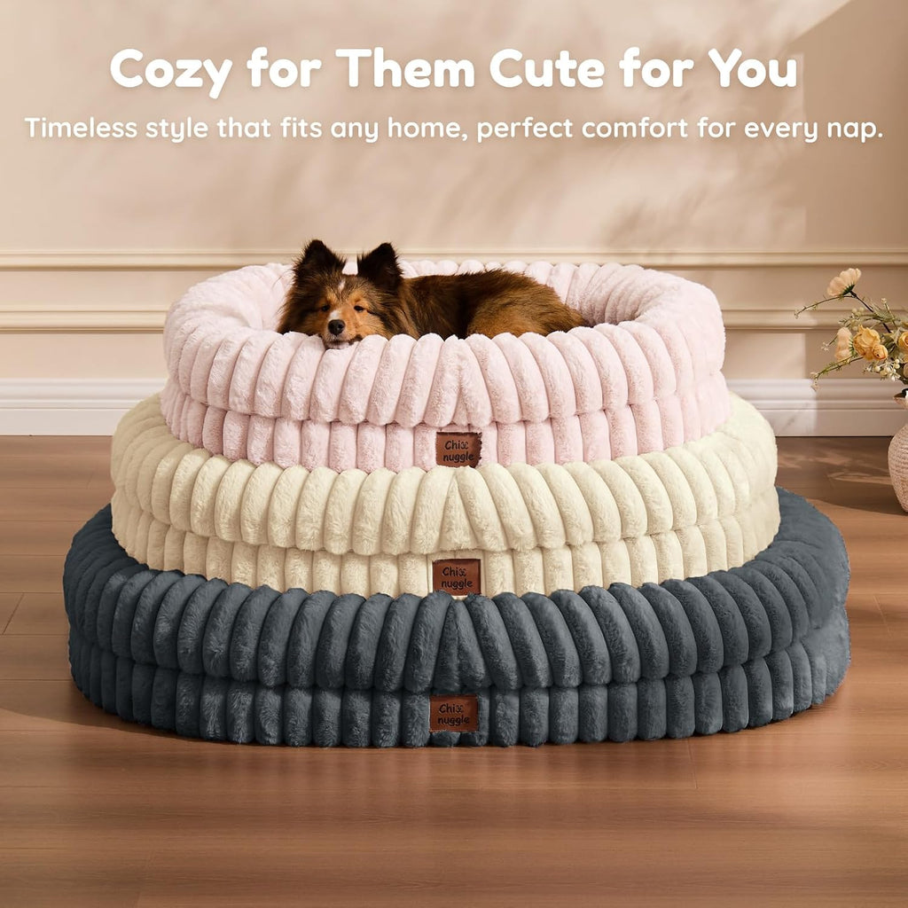 ChiXnuggle Orthopedic Dog Bed, Washable Cover, Faux Fur Bolster Pet Couch