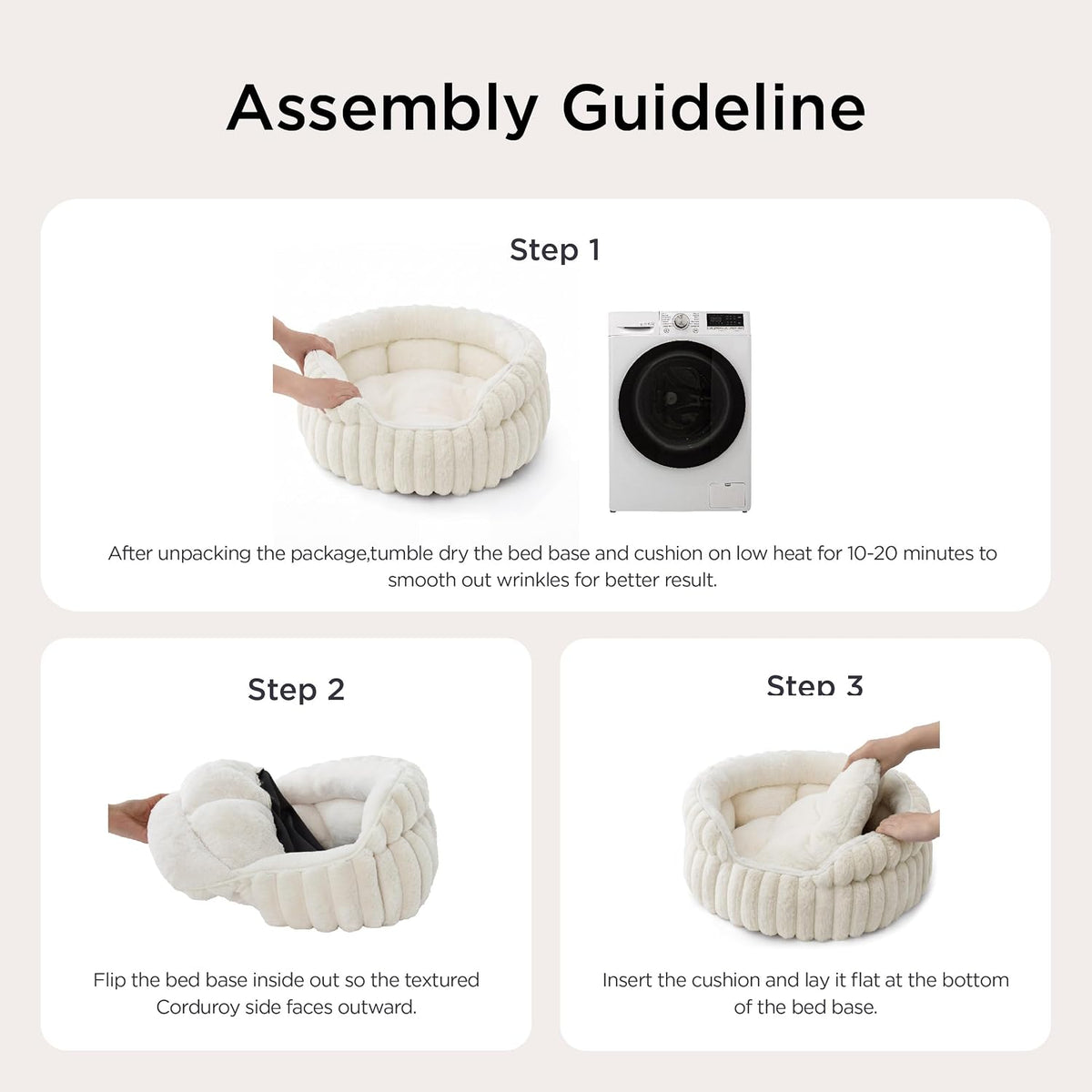 Bedsure ComfyFleece® Washable Cute Cat Bed,Soft Round Kitten Bed,20in