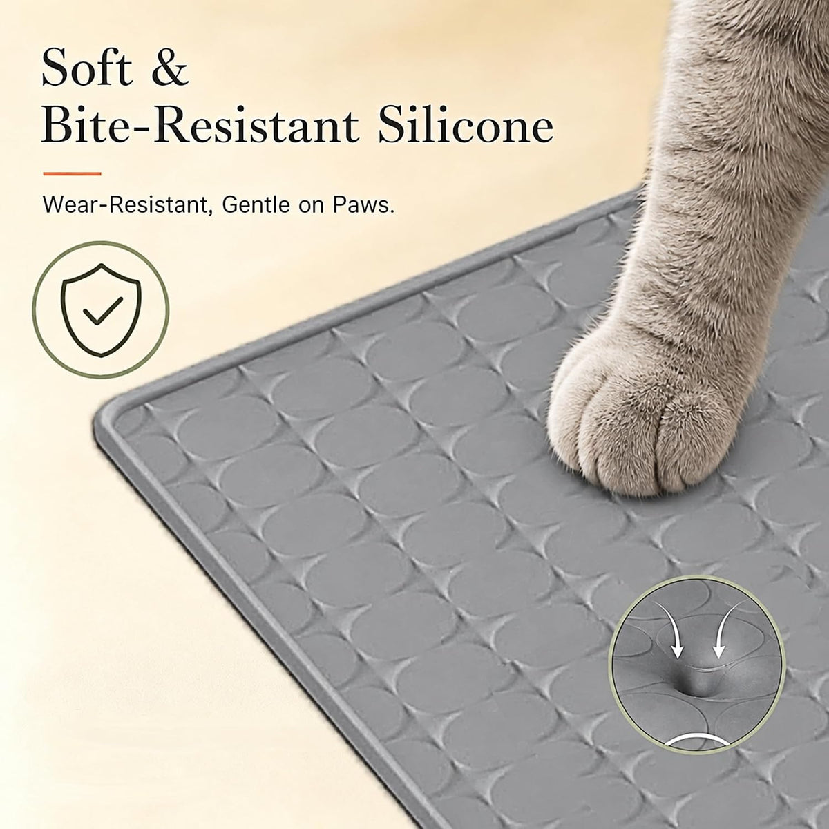 Silicone Cat Litter Mat, Large Waterproof,33.9 x 21.9 in,Grey