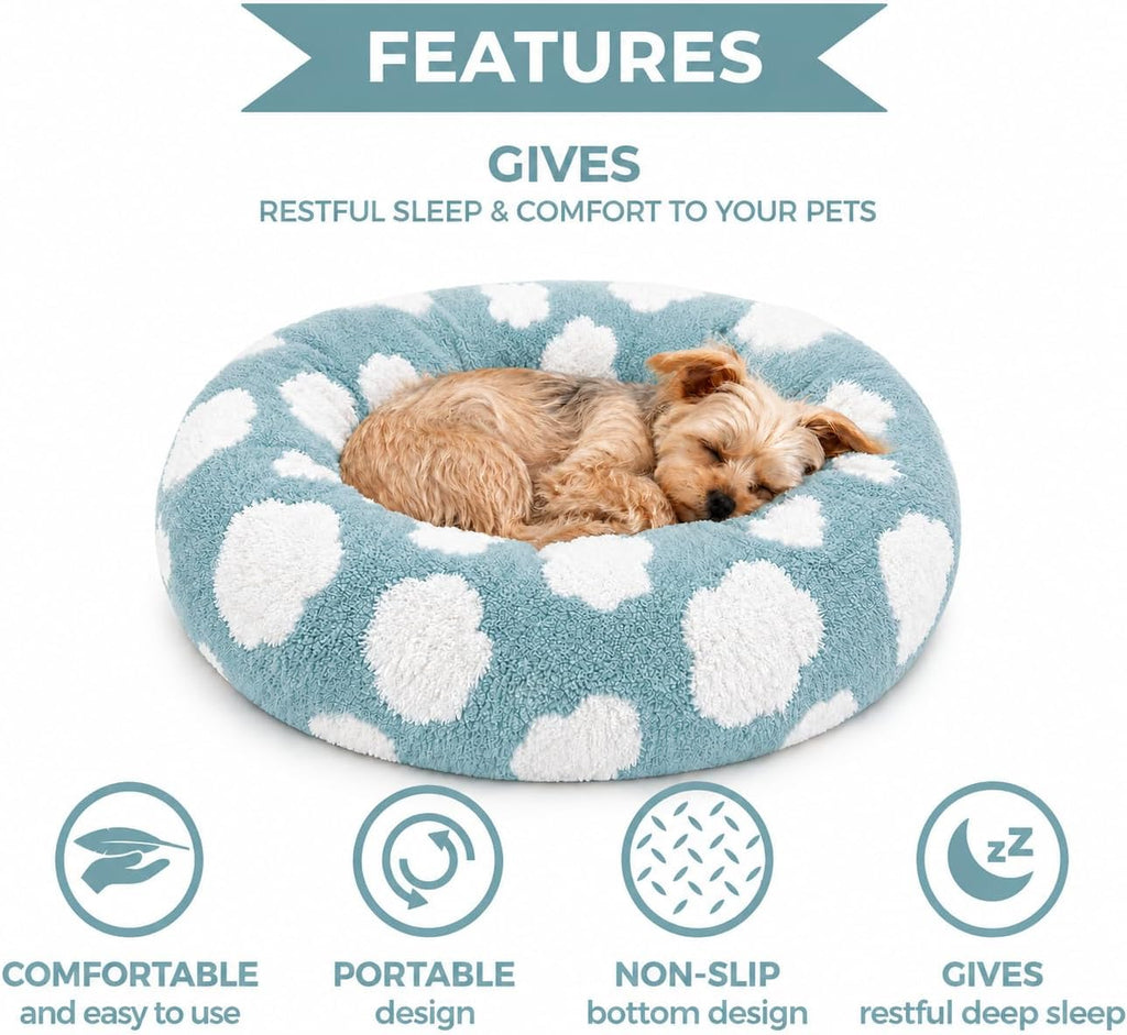 Whiskers & Friends Cat Beds for Indoor Cats & Small Dog, Fluffy Cat Bed