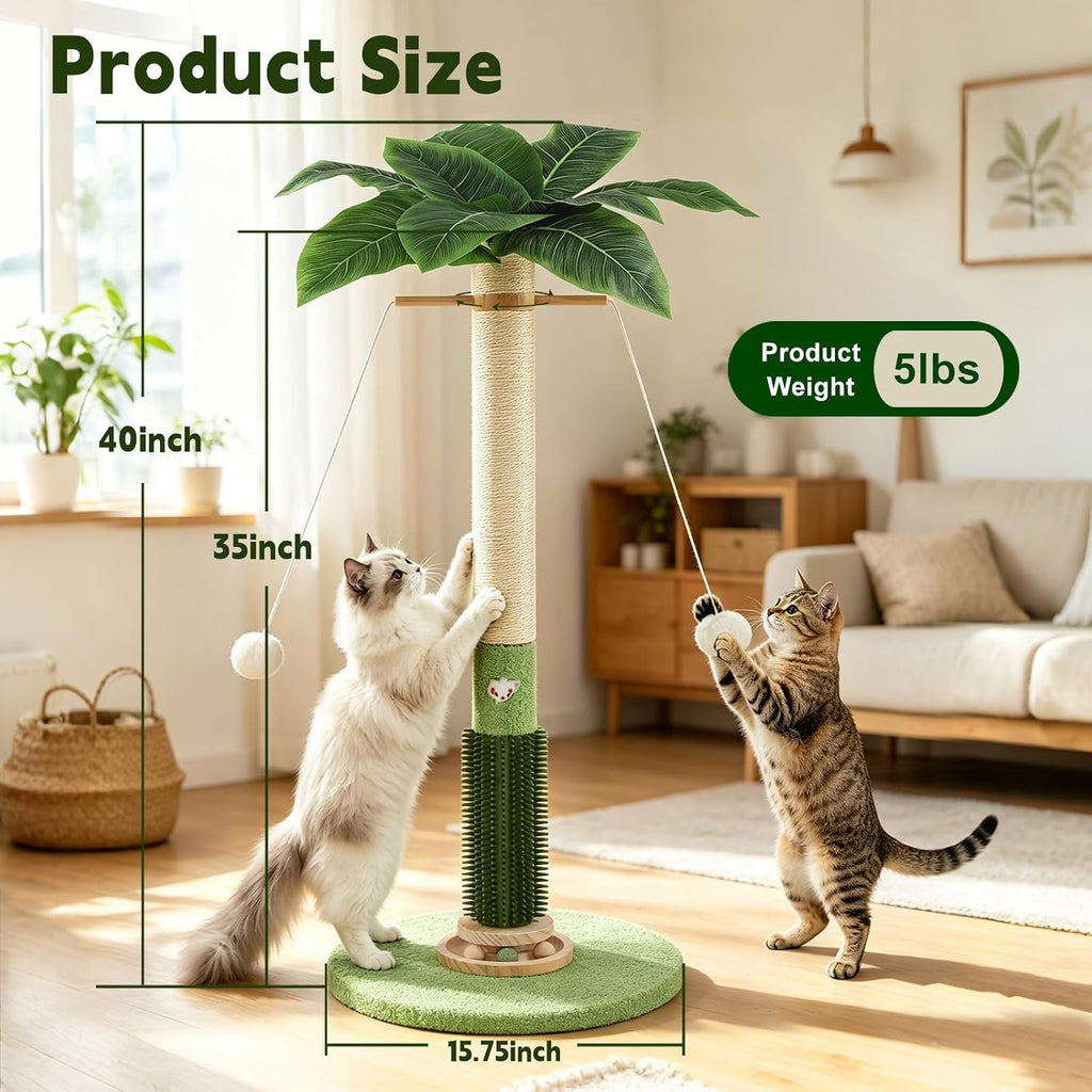 40'' Tall Sisal Cat Scratching Post,Scratcher Tree Toys for Indoor