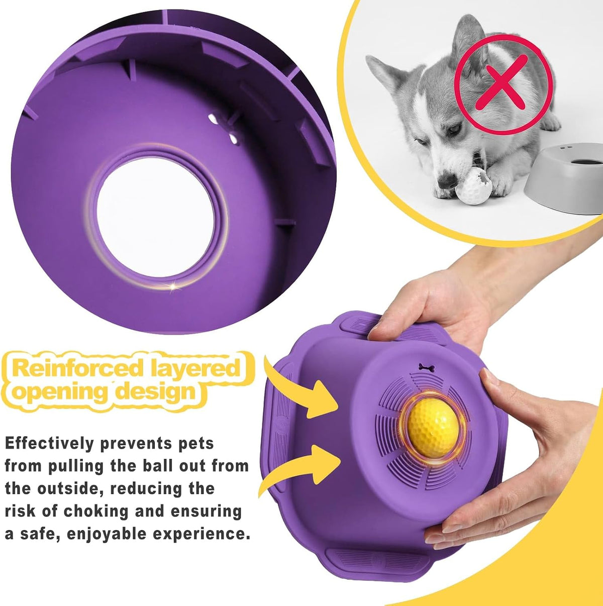 Dog Licking Bowl with Rolling Ball, Lick Toy, Anti Boredom Toys