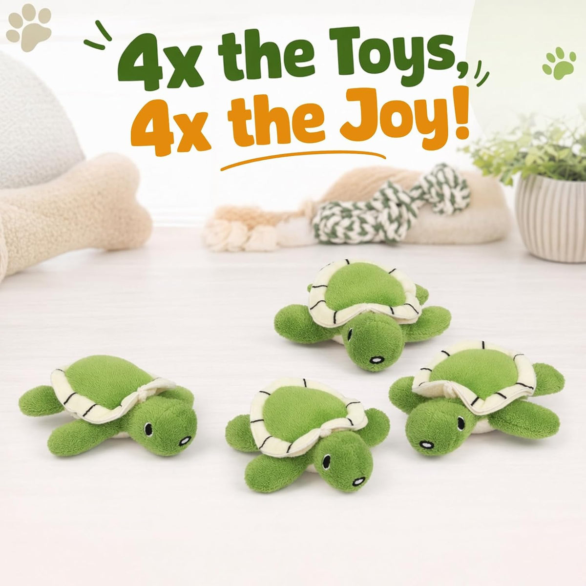 Hollypet Squeaky Hide and Seek Dog Toys for Small and Medium, 4 Turtles | Interactive Plush Stuffed Dog Squeak Toys for Small Medium Sized Dogs and Non-Aggressive Chewers, Puppy Teeth Clean Chew Toys