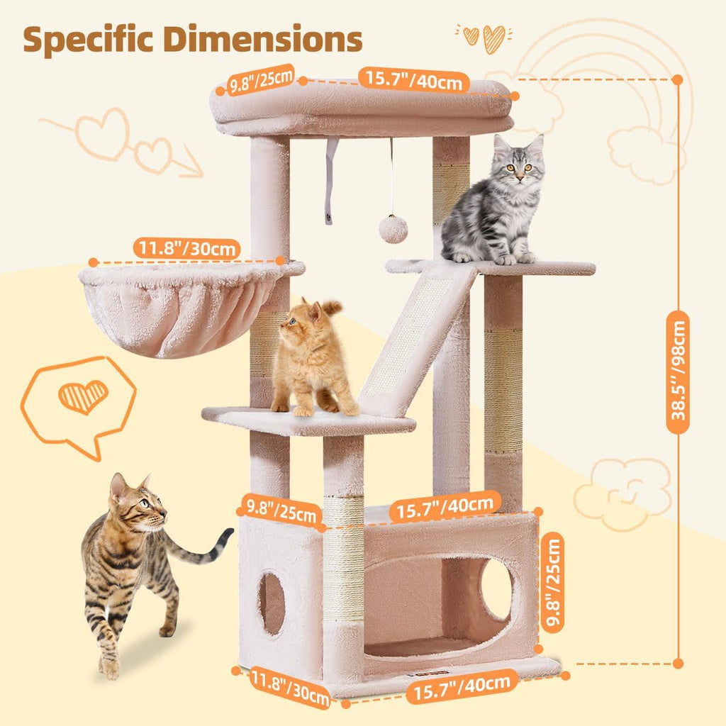 Taoqimiao Cat Tree, 38.5In Cat Tower for Indoor Cats, Suitable for Kittens