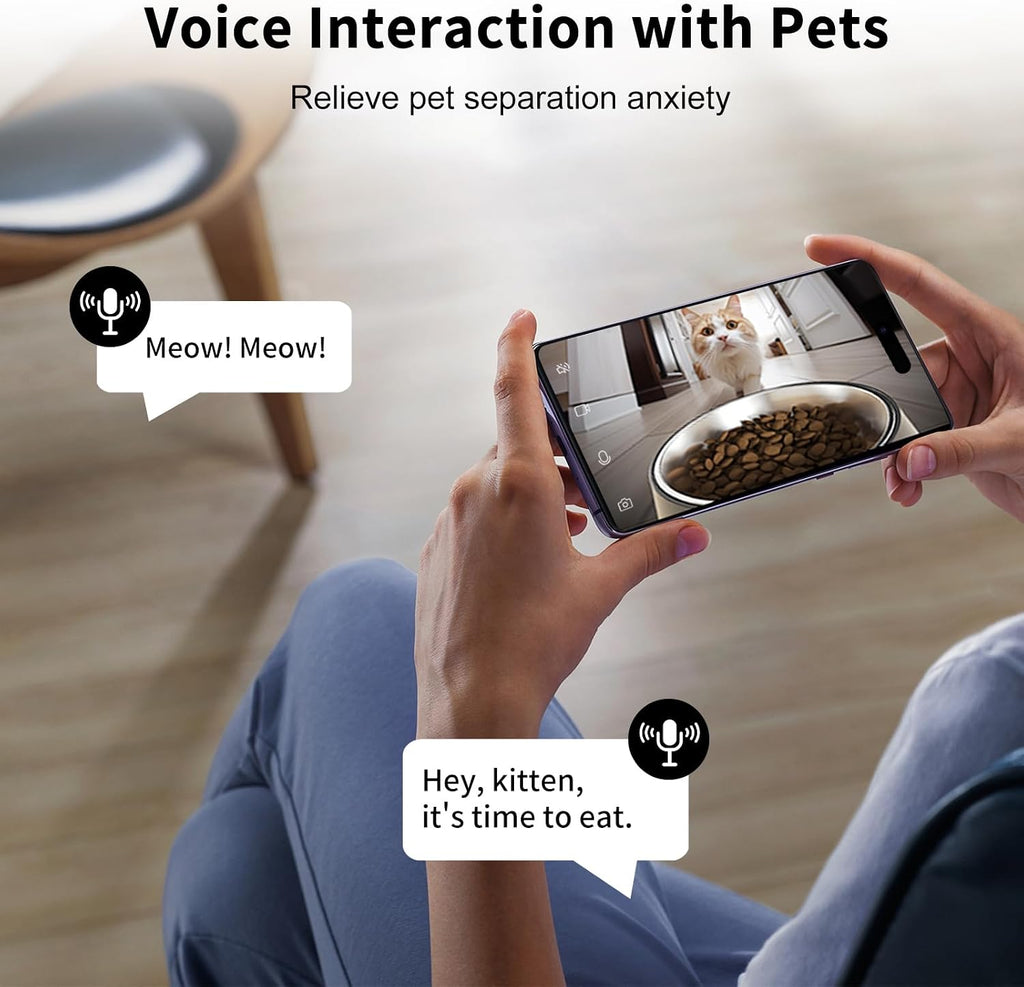 Lychee Automatic Cat Feeder with Camera, 5G WiFi Pet Feeder, 1304P HD Video with Night Vision,2-Way Audio Smart App Control, 4L Dry Food Dispenser for Cats and Samll Dog