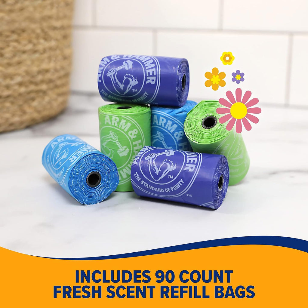 Arm & Hammer Durable Disposable Dog And Cat Waste Bags With Activated Baking Soda, 90 Dog Poop Bags, 9 x 14 Inches | With Activated Baking Soda, 9 x 14 In