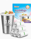 Teivio Small Clear Trash Bags 1.8 Gallon 180 Count Bathroom Garbage Bags | Fit 5-8 Liters,1.5,1.6,1.8,2Gal,Mini Plastic Waste Basket Bins Can Liners for Home Bathroom Office Car dog poop bags