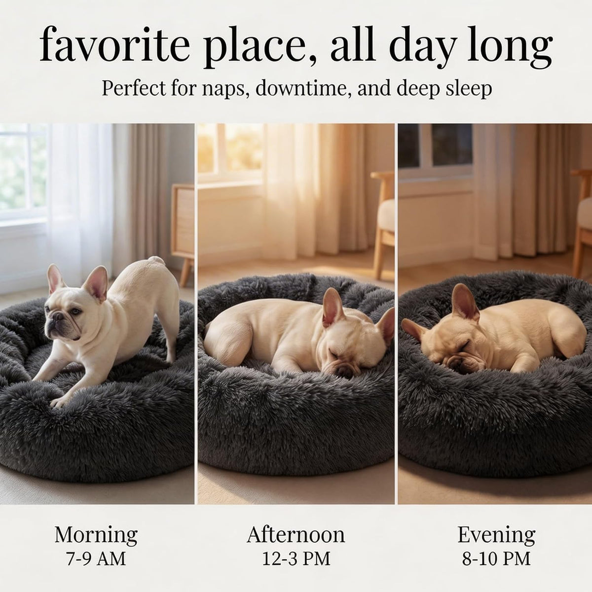 nononfish Soft Dog Bed for Small Dogs,Cozy Calming Donut Pet Bed