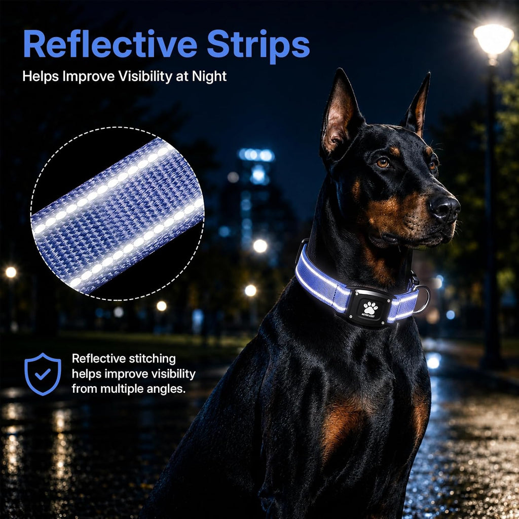 GPS Dog Collar with Tracker, Waterproof, No Monthly Fee, Blue, S