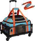 Petskd Top-Expandable Pet Carrier with Wheels Airline Approved, Blue