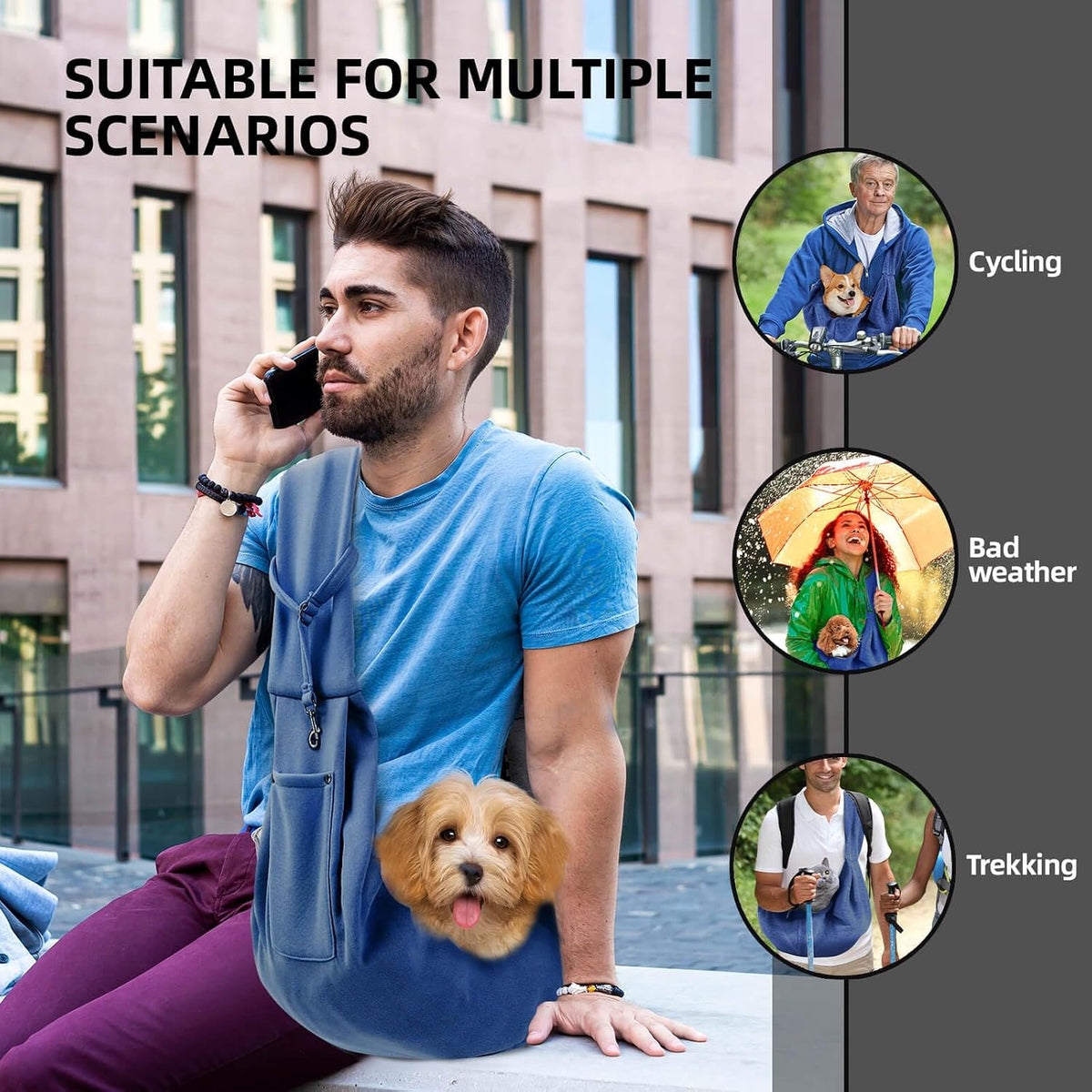 Dog and Cats Carrier Sling, Puppy Small Pet Carrier with Storage Pocket