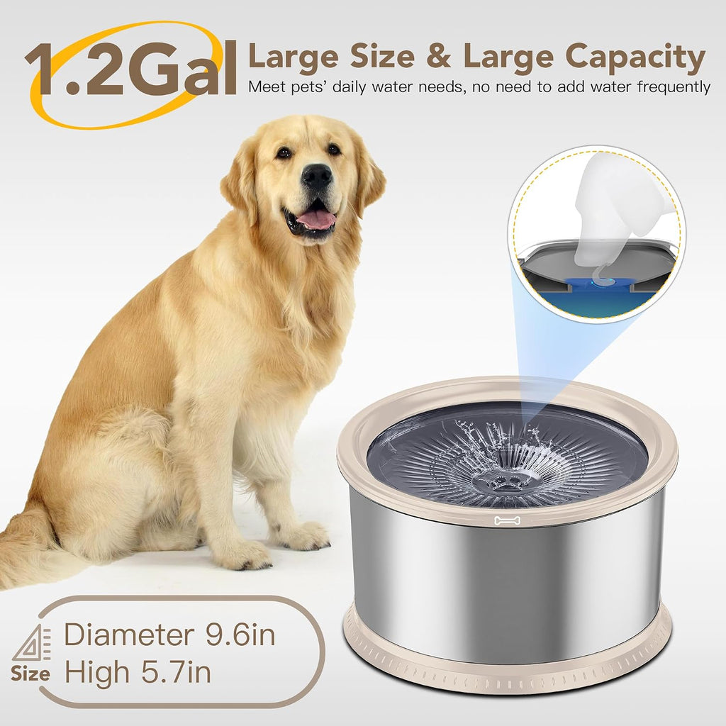 4.5L Stainless Steel Dog Water Bowl, No Spill Water Bowl for Dogs