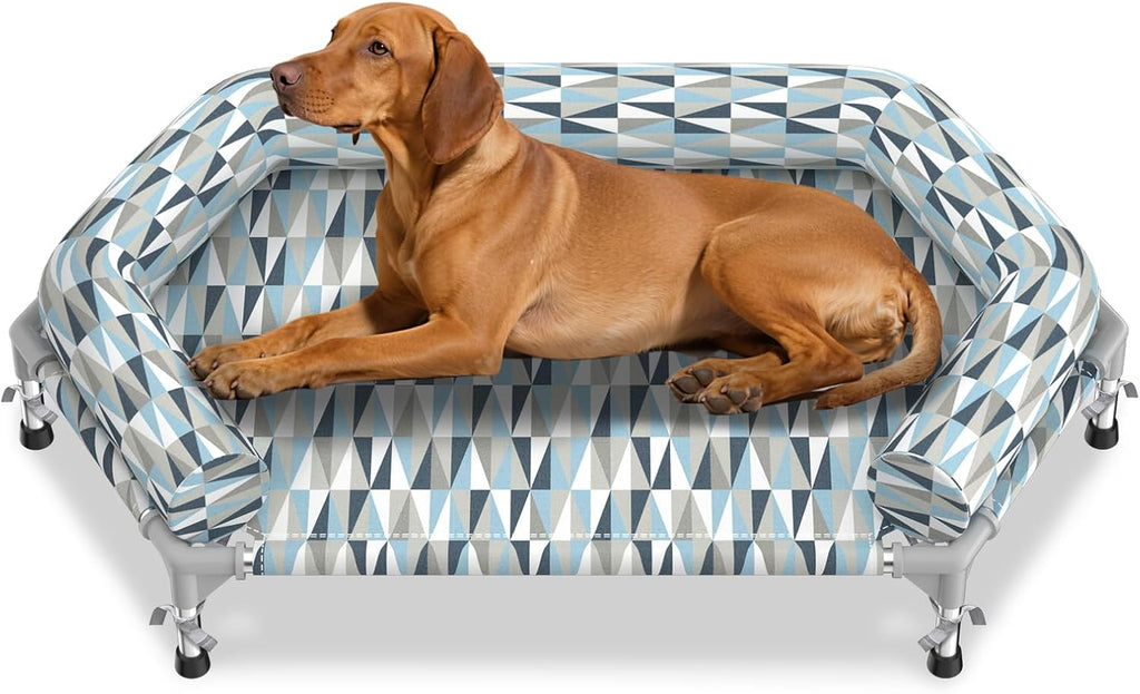 Elevated Dog Bed with Bolster, Raised Cooling Orthopedic Dogs Cot Medium