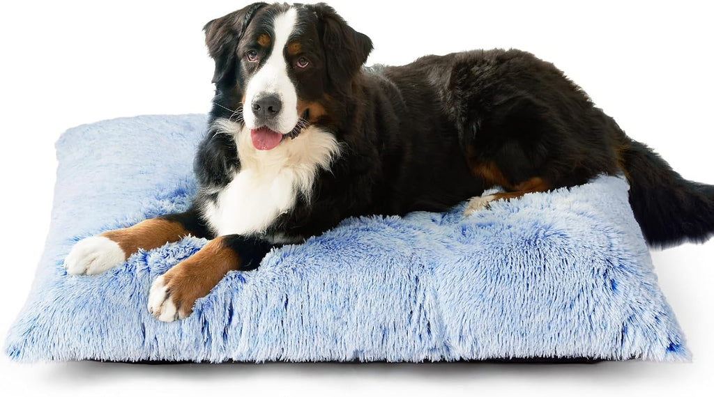 EHEYCIGA Fluffy Dog Crate Bed, Plush XX Large Dog Pillow, Blue