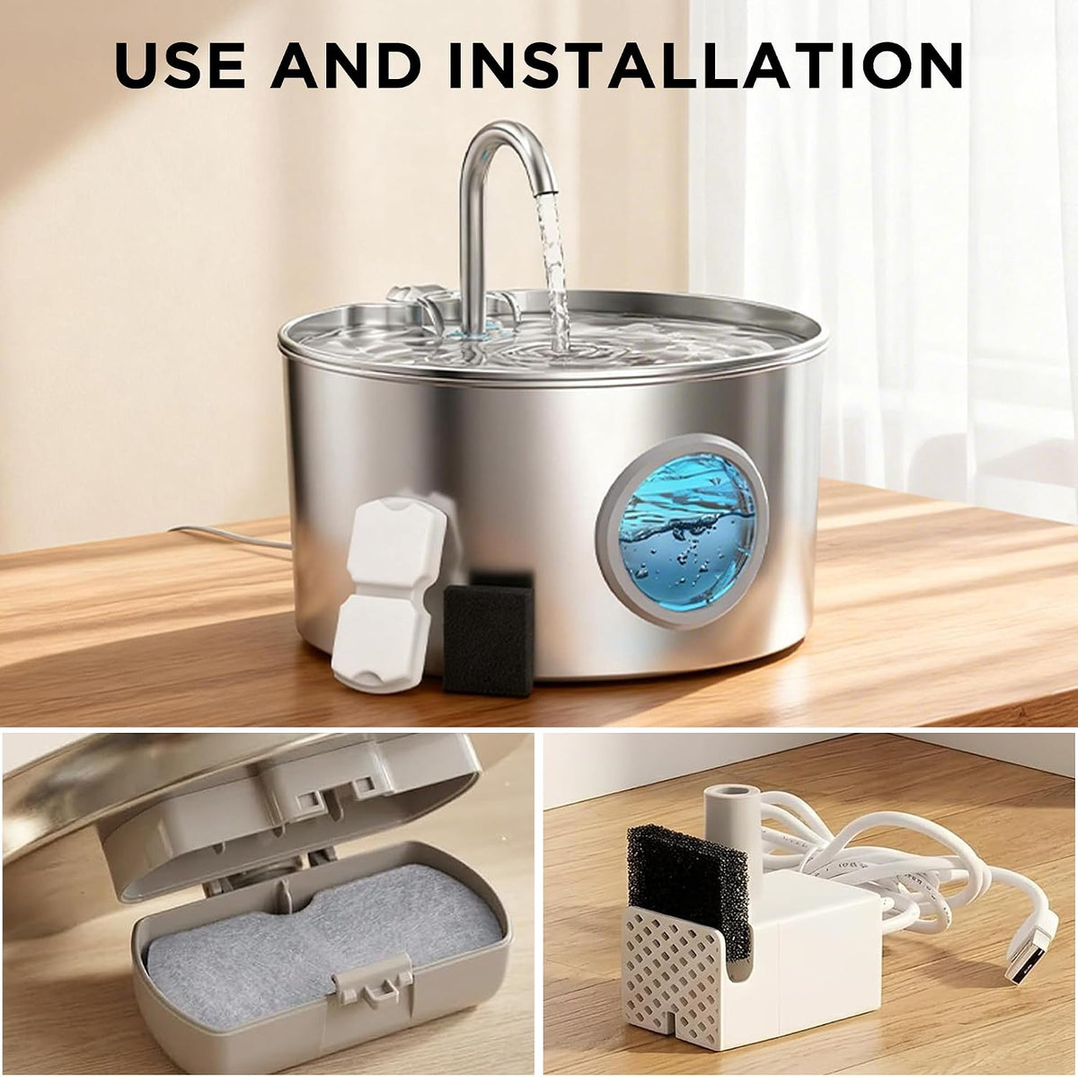 GIOTOHUN 24 Cat Water Fountain Filter: 12 Filters & 12 Sponges