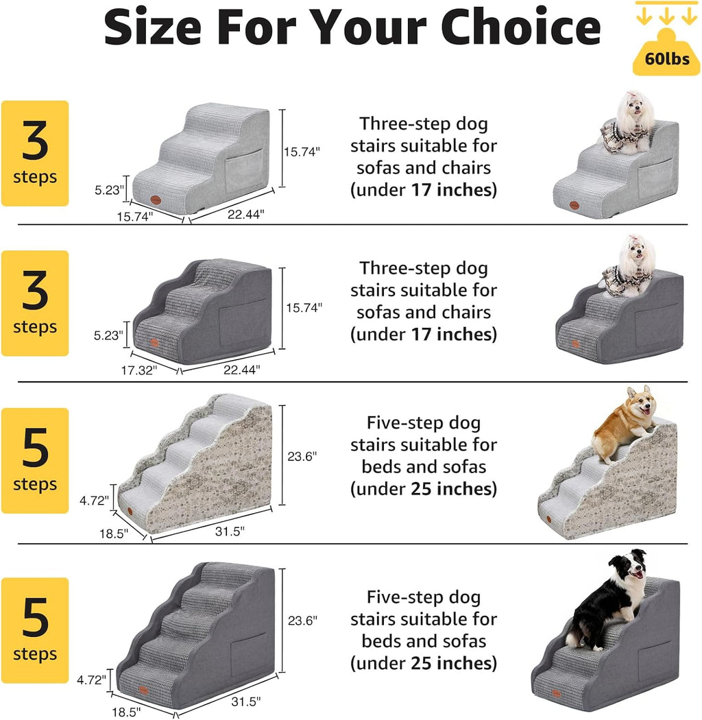 Woochpet 5-Step Dog Stairs for High Beds and Couches