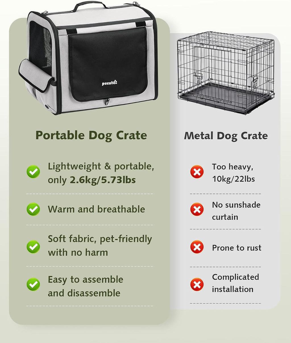 Dog Car Carrier Light Weight 24×17.7×20.5in, Foldable Dog Carrier, Gray