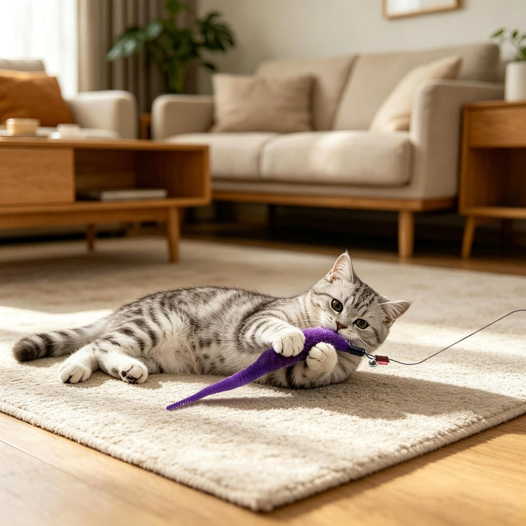 10 Pcs Cat Worm Toys, Colorful Interactive Cats Wand Attachment