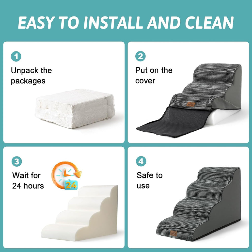 COZY KISS Dog Stair for Small Dog 15.7" H, 3 Step Pet Ramp for Couch
