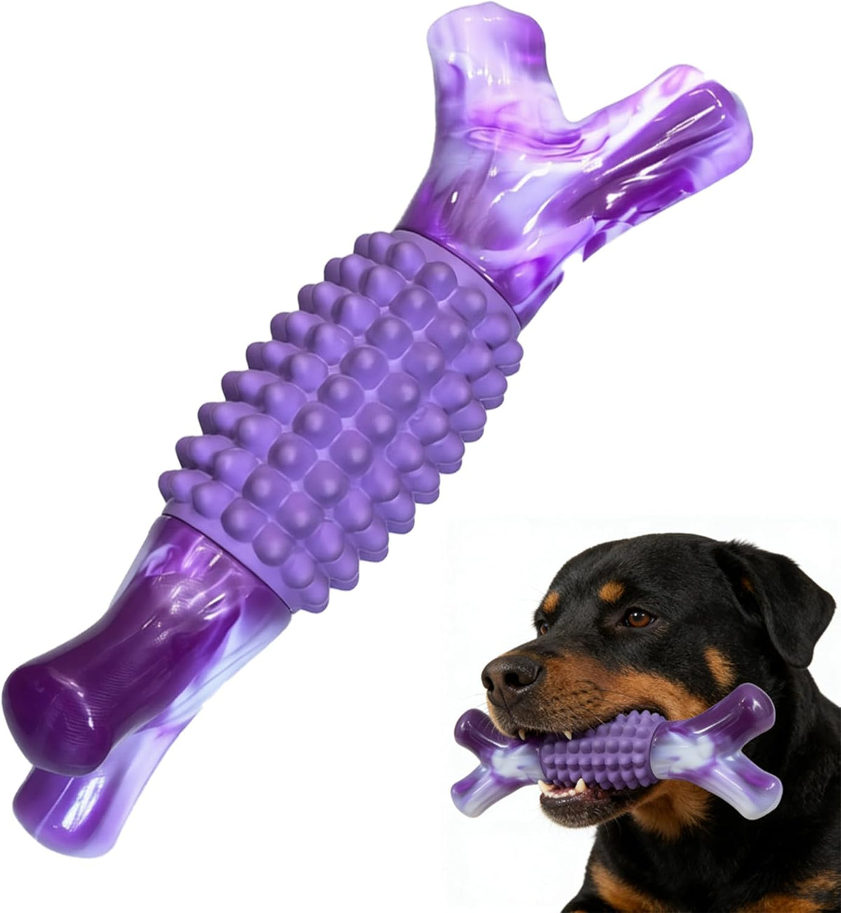 Dog Toys for Aggressive Chewers, Tough Stick Chew Bone | Durable Rubber & Nylon Dog Bones, Indestructible Dog doys for Medium,Large Dogs,Beef Flavor