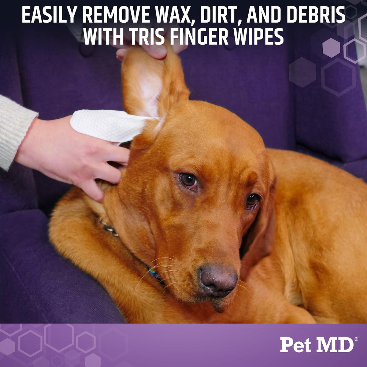 Pet MD Tris Ear Finger Wipes for Dogs & Cats - 50ct