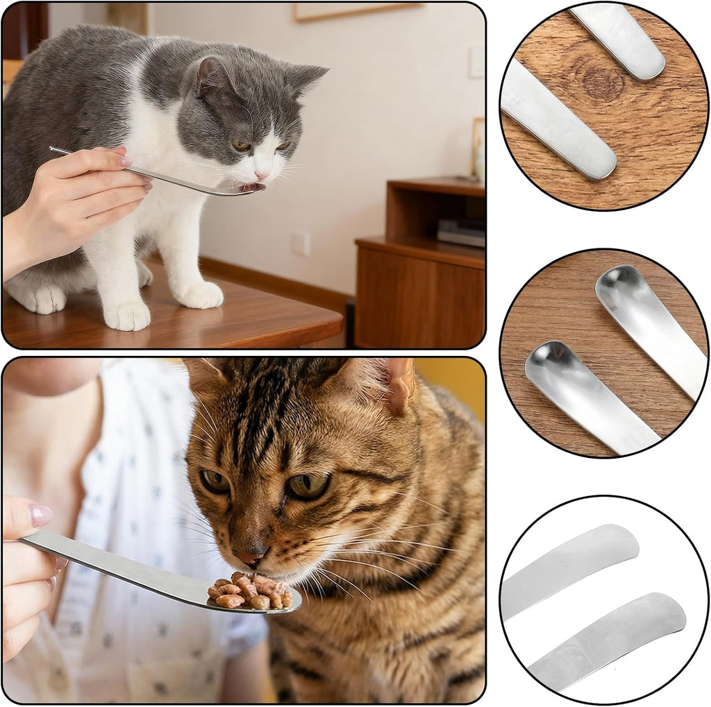 2 Pcs Dog Cat Spoon Pet Can Spoons Stainless Steel Can Scoop Portable Pet Feeding Spoon Long Handle Food Scoop Wet Food Storage Feeder for Wet Foods and Cans