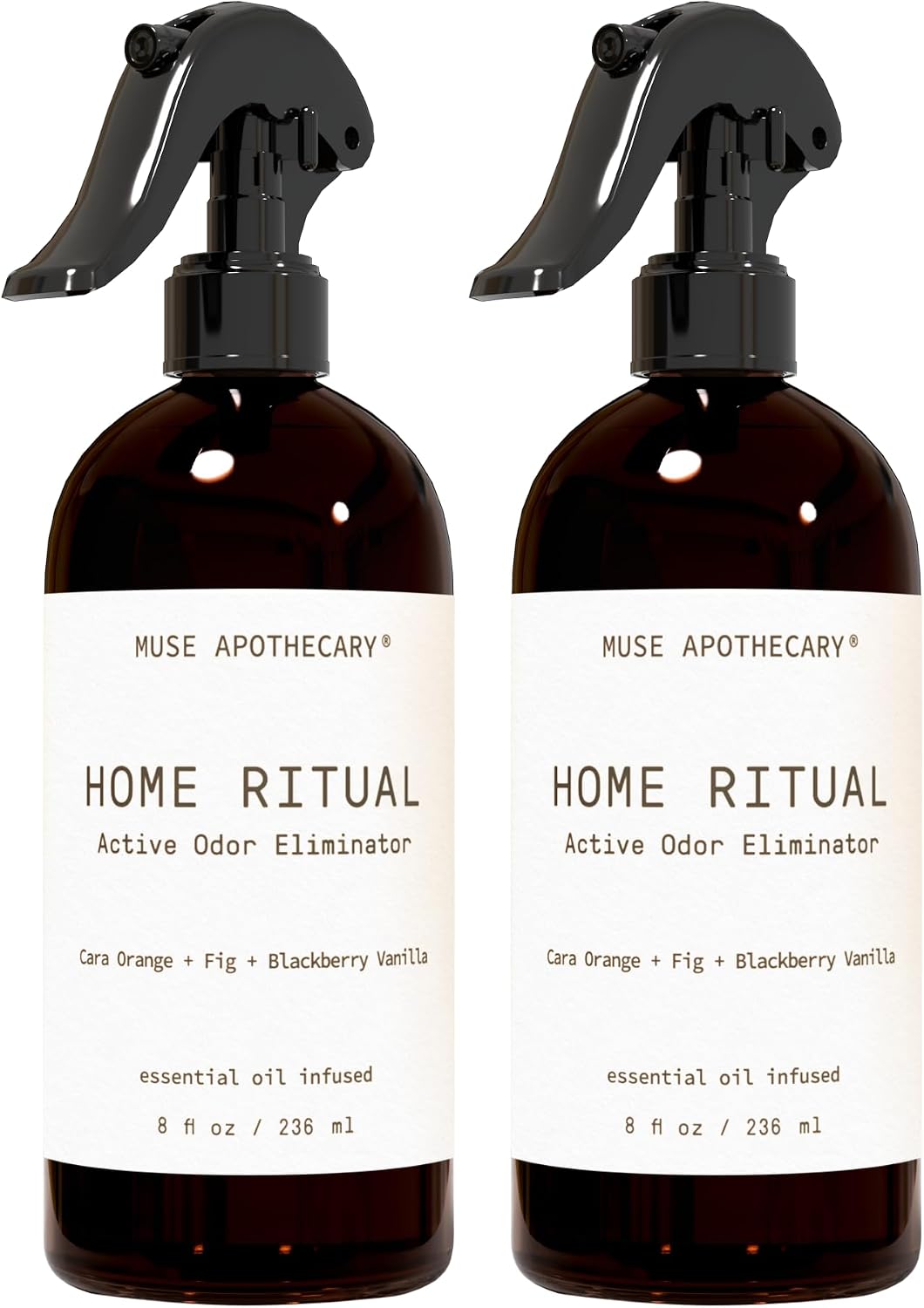 Muse Apothecary Home Ritual Active Odor Eliminator Spray - Furniture Deodorizer Spray & Bathroom Odor Eliminator for Home - Essential Oil Air Freshener - 8oz, Cara Orange + Fig + Blackberry Vanilla