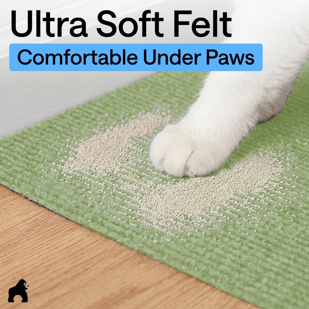 GORILLA GRIP Cat Litter Mat, Soft Felt Scatter Catcher, 30x24, Sage