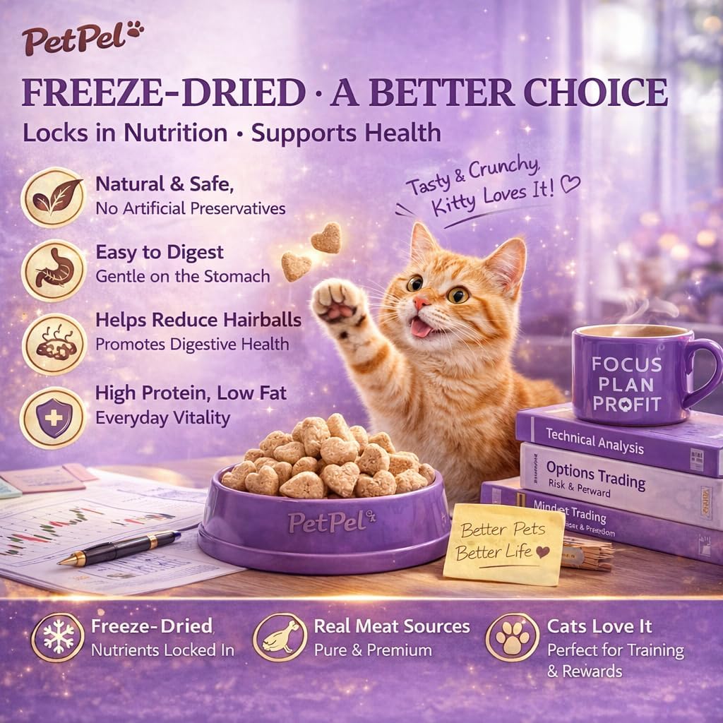 Freeze-Dried Hairball Removal Cat Treats - Digestive Enzyme Blend with Chicken & Natural Fiber, Supports Digestive Health & Reduces Hairballs