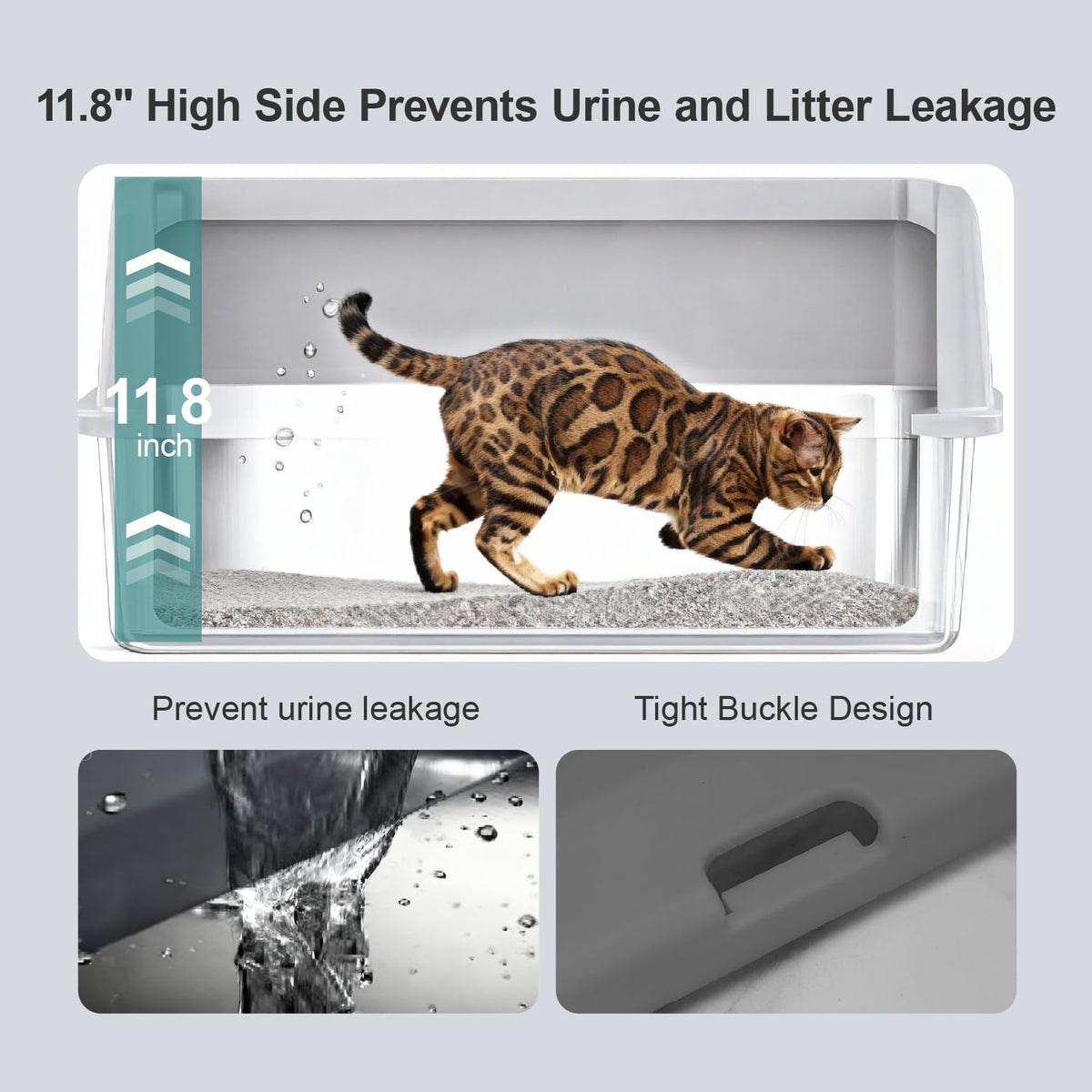 XL Stainless Steel Cat Litter Box for All Cats with High Sides and Scoop