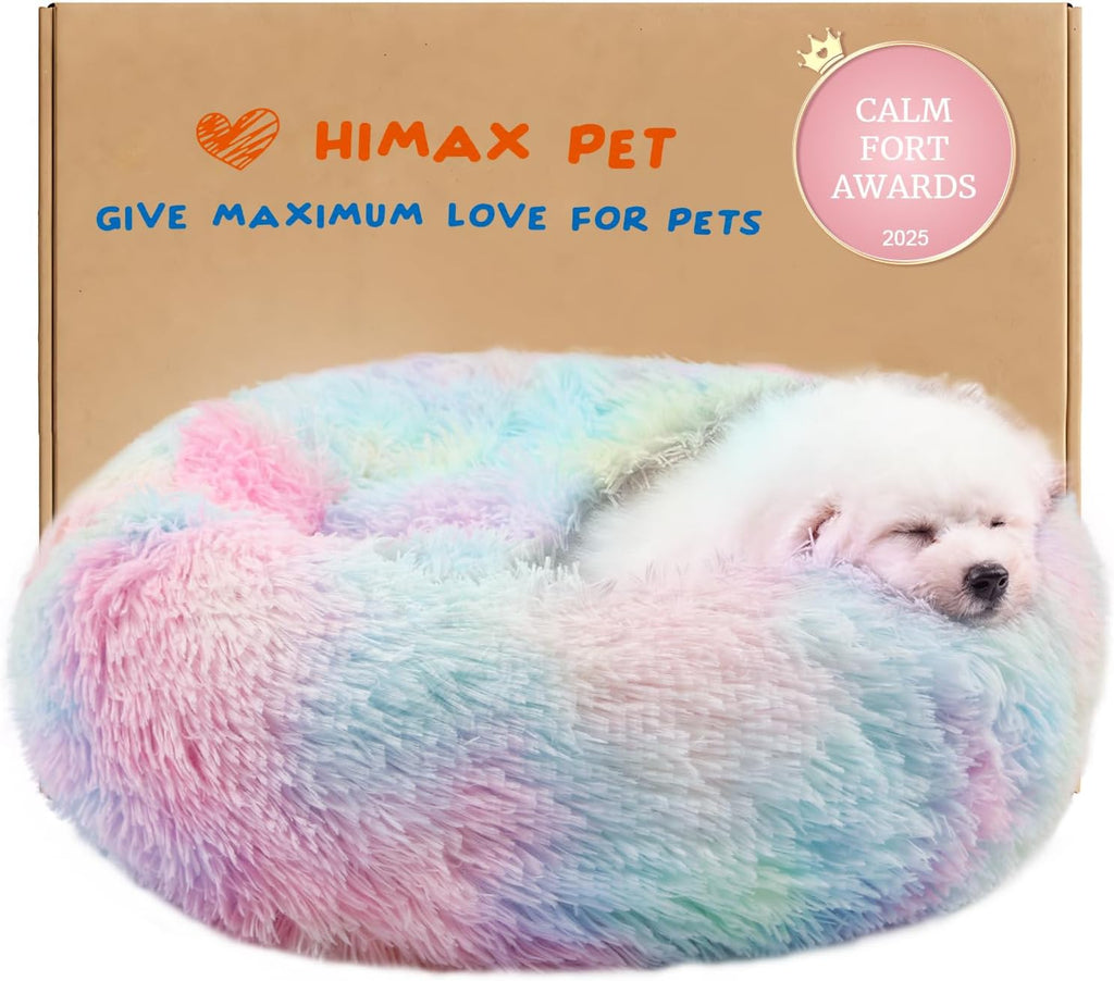 Himax Covered Small Dog Bed with Blanket Attached Calming Burrow Multicolor