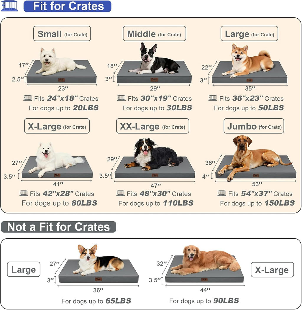 Waterproof Orthopedic Dog Crate Bed for Small Dogs & Cats
