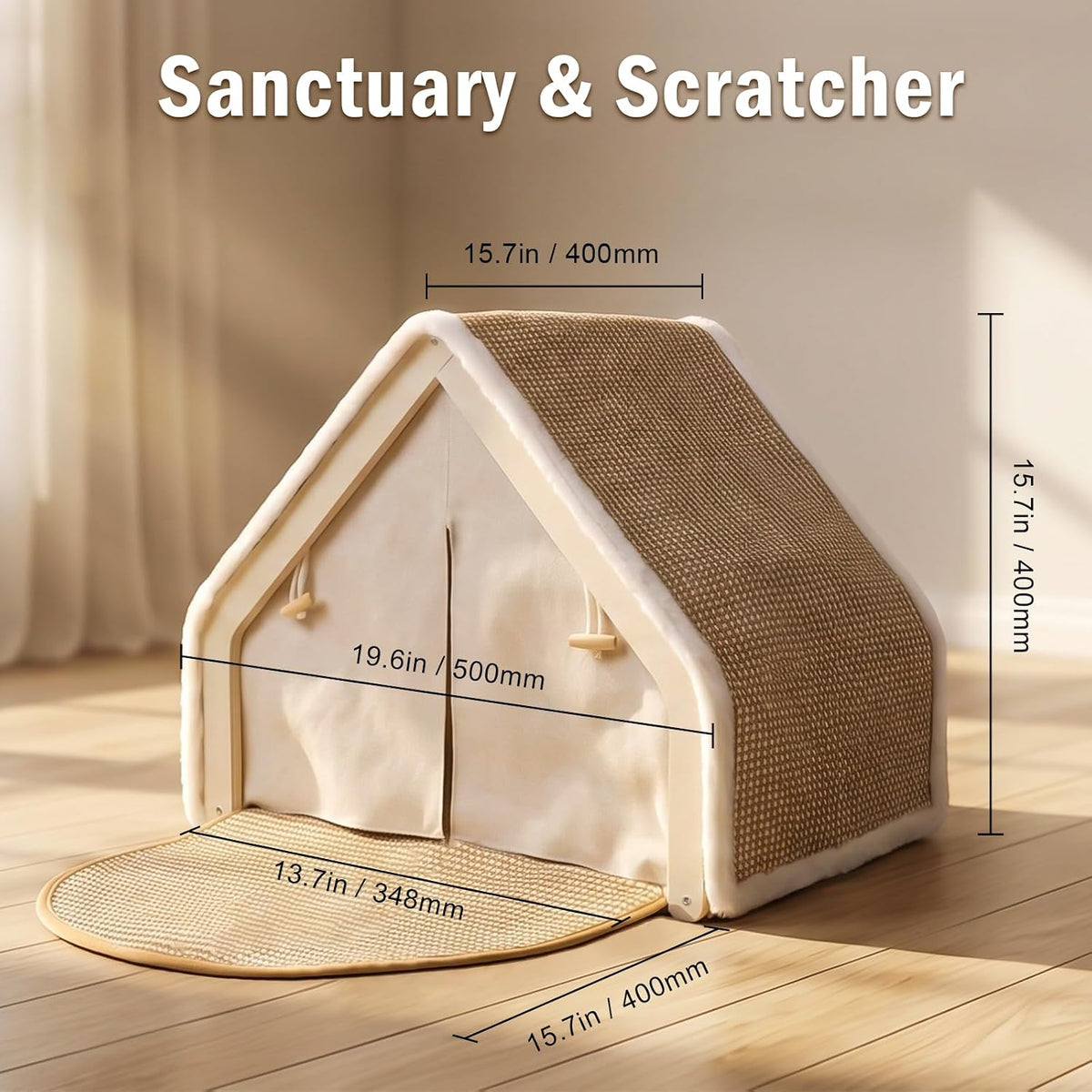 Indoor Cat House with Sisal Scratcher Mat cat Tent